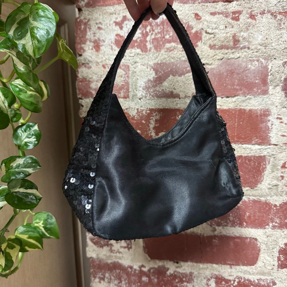 Black Mini Sequin Shoulder Handbag